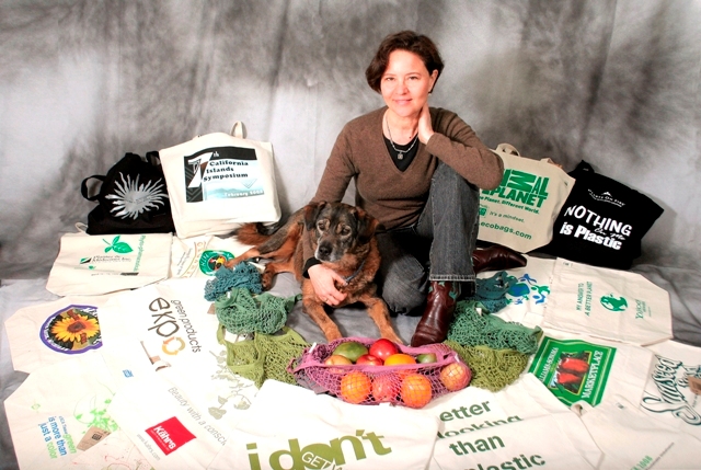 ECOBAGS CEO & Founder Sharon Rowe with Bags